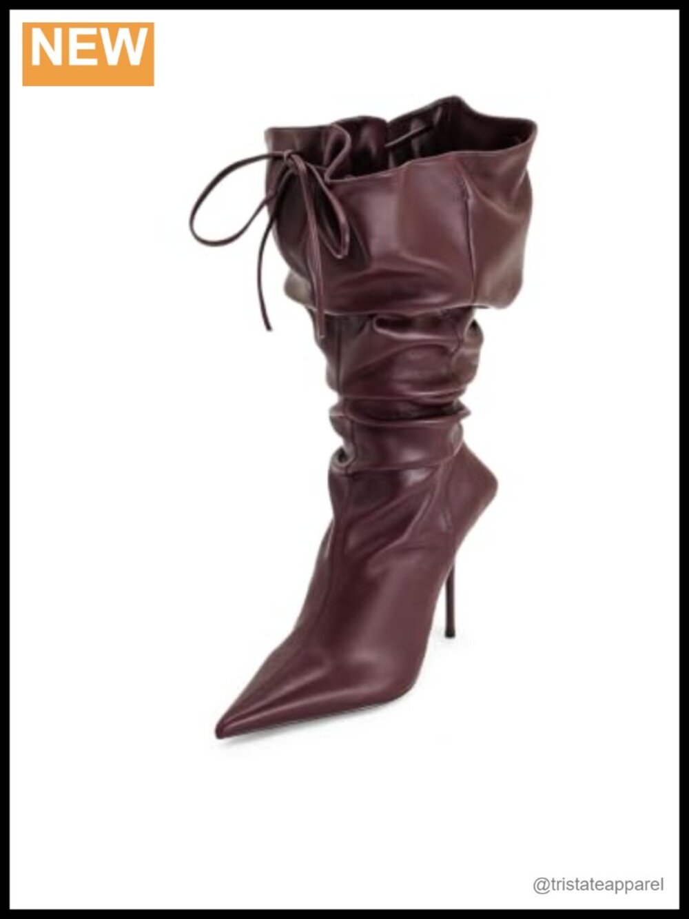 Pointed Toe Vegan Leather Ankle Bootie High Heel Lace-Up